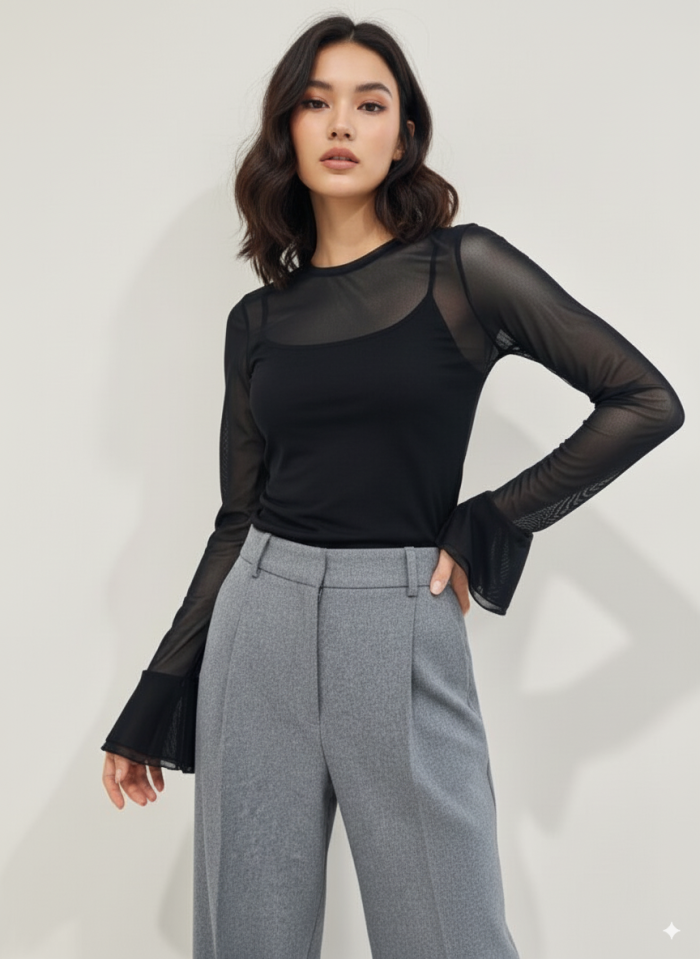 La Milla Czarna Bluzka z siateczką