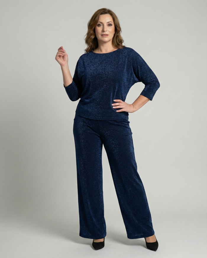 Komplet Kami Nataniel Brokatowy Granatowy