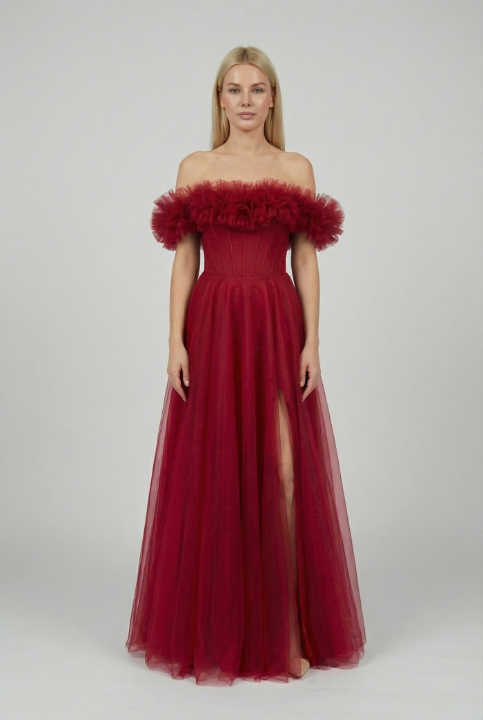 Sukienka Maxi Moni Bordowa