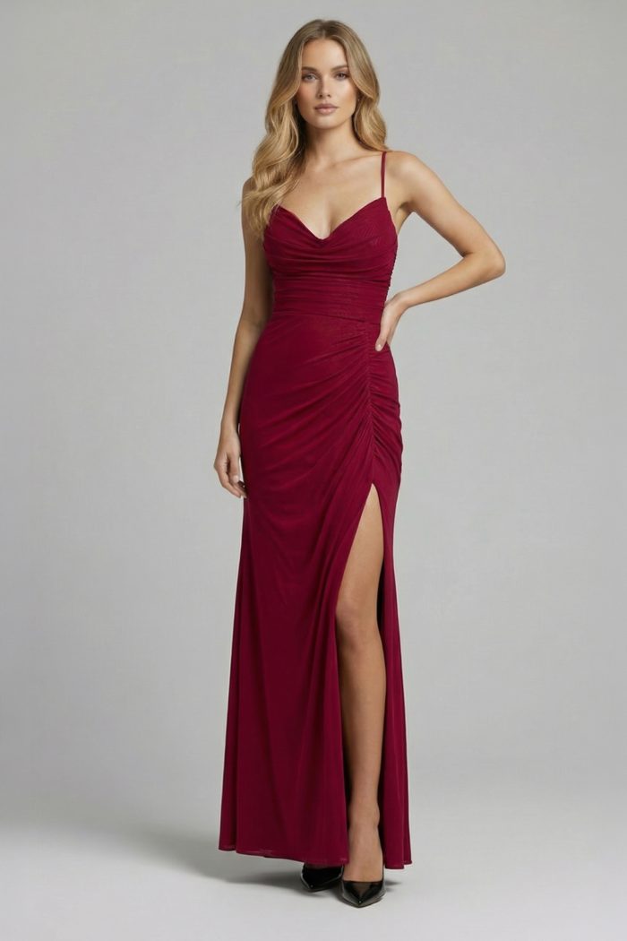 Sukienka Ami Maxi Bordowa