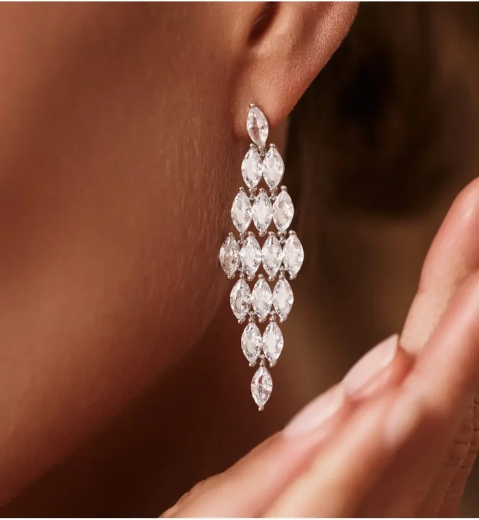 Kolczyki z kryształkami srebrne długie