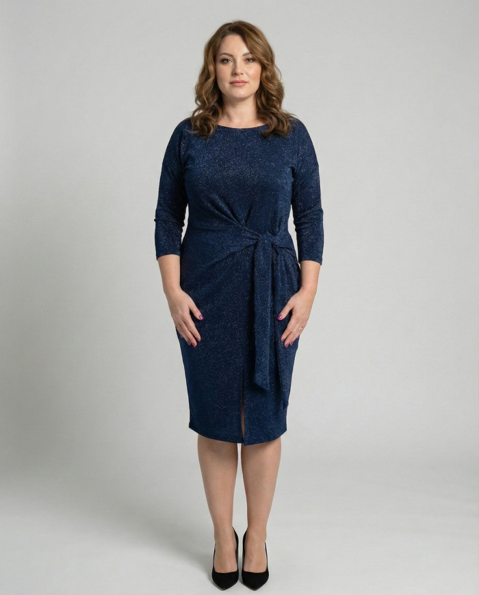 Sukienka Kami Brokatowa Granatowa