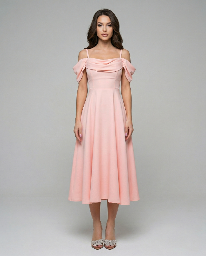 Sukienka Eli Midi Brzoskwiniowa