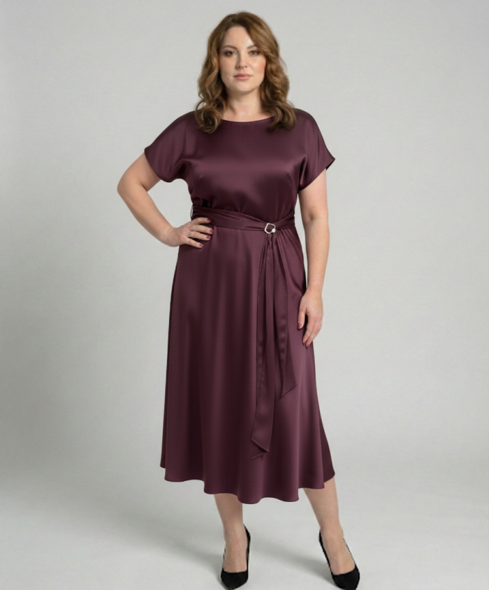 Sukienka Midi Bakłażan Dragon